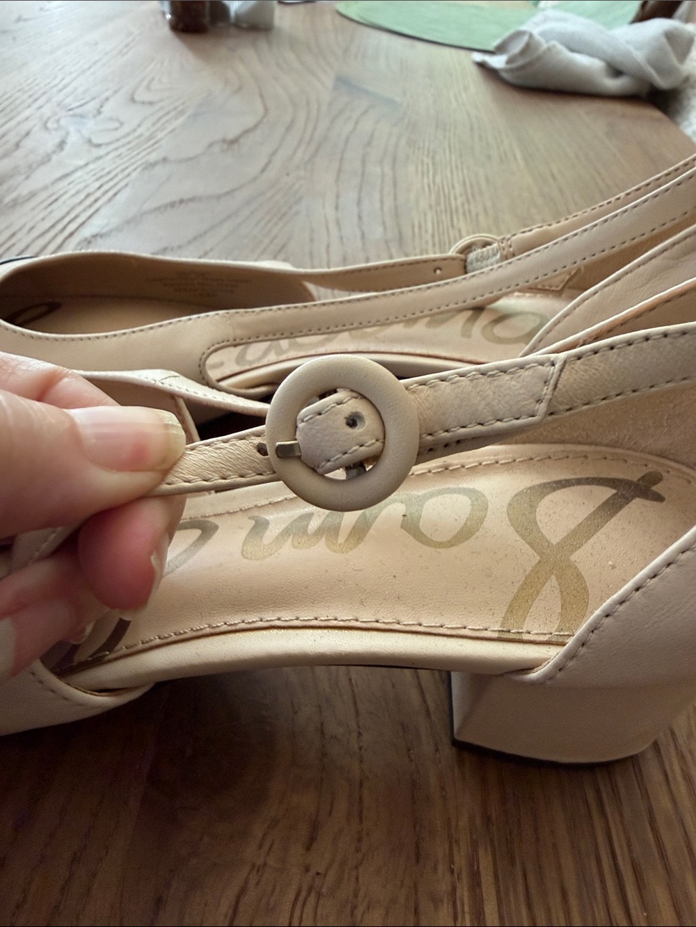 NWOT Sam Edelman Beige and Black Leah short heel - Picture 8 of 9